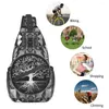 Backpack Tree Of Life Gray Scale Gemstone Sling Bag Men Cool Vikings Yggdrasil Shoulder Crossbody Chest Travel Hiking Daypack