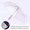 Regenschirme, vollautomatisch, dreifach, transparent, mit Stativ, zusammenklappbar, für den Außenbereich, Griffmaterial: Gummi, klar
