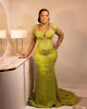 EBI 2024 Aso Green Mermaid Prom jurk Luxe pure nek kralen avond formeel feest tweede receptie verjaardag verloving jurken jurken jurken robe de soiree zj58 es