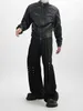 Men's Jackets Black Avant-Garde Style Clothes Pu Leather Jacket Short Motorcycle Suit