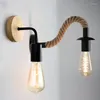 Wandlampen Retro Touw Bedlampje Eetkamer Slaapkamer Licht. E27 Edison Lamp Ijzer Binnen Loft Industrieel