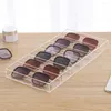 Dekorativa plattor transparent akryl 6-fack solglasögon förvaringsfack Tray Holder Cabinet Organizer Eyeglass Case Drawer Showcase