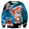 Herrtröjor ful jultröja män 3D tryckt roliga jultomten Cat Graphic Pullovers Sweatshirts Party Cosplay Lång ärm