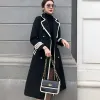 Accessori Donna 2023 Autunno Inverno Elegante stile britannico Cappotto lungo in lana Tinta unita Manica lunga Chic Capispalla Lady Cappotto allentato casual