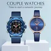 Montres de Couple NAVIFORCE, montre-bracelet à Quartz en acier inoxydable de marque supérieure pour hommes et femmes, horloge décontractée, ensemble de cadeaux pour 254F