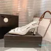 2024 design silver buckle sexy lace one-line belt women high heels Spring and autumn fashion letter sandals party ball dress shoes