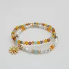 Bedelarmbanden Bohemen-stijl Parel Daisy Veelkleurige kralenarmbandset voor dames Delicaat Verstelbaar Mode-sieraden Feestcadeau 2024 A0118