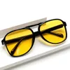 Occhiali da sole Trendy Occhiali da sole pilota Donna Uomo Moda Unisex Doppio ponte Vintage Occhiali da sole gialli Donna Retro Lady Specchio Oculos De SolL2402