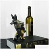 Objetos Decorativos Estatuetas Northeuins Resina Anubis Deus Rack de Vinho Moderno Egito Cão Miniaturas Estátuas Animal Interior Home Desk D Dhgjk