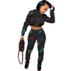 9007 European American women's Tracksuits fashion letter printed hoodie sports two-piece set