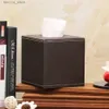 Tissue Boxes Napkins 2024 Creative Desktop Roll Paper Box Grids PU Leather Tissue Box Kitchen Pumping Tray European Acrylic Fashion Cube Napkin Box Q240222