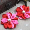 Decorative Flowers 20pcs Satin Ribbon W/pearl Appliques Craft DIY Wedding 9 Colos A268