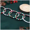 Ensemble de bracelets de perles de noël, 7 pièces, brins extensibles Heishi de vacances, lettres en argile polymère rouge vert, breloques d'amitié empilables S Dhg1G