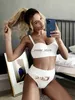 Women's Swimwear Sexy Rhinestone Belt High Waist Bikinis Set 2023 Women Solid White Black Push Up Underwire Swimsuit Buckle Bathing SuitH24222