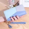 New Korean Version of The Womens Long Zipper Buckle Large Capacity Mobile Phone Bag All-match Splicing Hand Bag Wallet