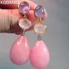 Kqdance Red Agate Pearl Blue Turquoise Rose Quartz Pink Jade Natural Stones Långa örhängen med 925 Silver Needle Women Jewelry 240220