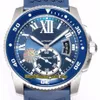 TW F5 version Calibre De WSCA0011 Cal 1904-PS MC Automatic Blue Big Date Dial Luminous Mens Watch Ceramic Bezel Rubber Sport 2785