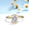 Ringar Kuololit 3CT Emerald Cut Moissanite Ring for Women Soild 18K 14K Yellow Gold D/VVS1 Diamond Ring for Engagement Christmas Gifts