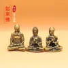 Nyckelringar som Buddha Bronze Statue Keychain Pendant Brass Ornament Jizo Bodhisattva Meditation Handicrafts Small Ware