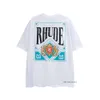 Rhude 남자 티셔츠 여름 봄 패션 스트리트웨어 삼키기 프린트 T 셔츠 남성 여성면 살구 검은 흰색 티 869