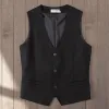 Herrdräkt Vest Cusual Cotton Linen V Neck Vests Slim Fit Gentleman Jacket Groom Waistcoat For Wedding Wear