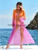 Damenbadebekleidung Sexy Kimono 3 Stück Bikini Set 2024 Frauen Rosa Farbverlauf Langarm Cover Up Badeanzug Urlaub Sommer Badeanzug TangaH24222