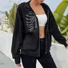 Kadın Hoodies Sweatshirts y2k Rhinestone iskelet hoodies kadınlar gotik siyah zip up büyük boy sweatshirtler kadın retro harajuku kapüşonlu ceket sokak kıyafetleri t24022