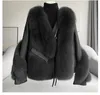 Fox Fur Grass Coat Womens Krótki 2023 Nowy haining owczarek nosza skórę i futro zintegrowany płaszcz zima 231114