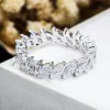 Ringar full Moissanite Eternity Band GRA Certified D Color Marquise Cut Diamond Engagement Rings 925 Silver Wedding Ring for Women Men