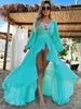 Basic Casual Dresses New printed dress sexy hot selling long sleeved beach cover Ups solid printed womens swimwear 2024 womens swimwear nourishing beach J240222