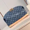 Explosion Women'sPochette Cosmetique GM M24317 Denim Blue Extry Wide Zipped Opening Makeup Pouchカジュアルシックなスタイリッシュに色あせた青いジーンズ