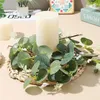 Decorative Flowers Spring Wreath Ornaments Candle Holder Candlestick Centerpiece Artificial Cherry Pinecone Garland Year Wedding Decor