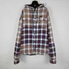 Mens Jackets 23/ss Luxury 1 Rendered Gradient Plaid Jacket Women Men Flannel Hooded Shirt Cotton Padded