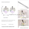 Dungle Chandelier Moda 925 Sterling Sier Heart Crystal Zircon Saplama Küpe Kazım Kir Kir Kakma CZ Drop Earri Dhgarden Dhpmt