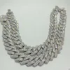 i lager 14mm breda Moissanite Diamond Cuban Link 925 Silver Fullt Iced Out VVS Hip Hop Jewelry Chain Armband