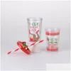 タンブラー10オンスクリスマスカップ二重層プラスチックタンブラーと聖水ボトルドロップデリバリーホームガーデンキッチン、ダイニングバーDHPSF