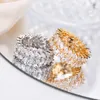 Wedding Rings Fashion Luxury Cubic Zirconia Engagement For Women White Leaf Crystal Bride Girl Party Jewelry Gift