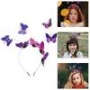 Bandanas ornement papillon bandeau accessoire de cheveux pour les femmes thé fascinateurs couvre-chef couvre-chef violet mariée
