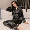 Damesslaaplounge Designer zijden pyjama dames designer luxe ijs lente herfst vest met lange mouwen set G grid echte thuiskleding Zomer Uitloper Set 5AXK