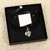 2022 Luxury quality Charm heart shape pendant necklace with black genuin leather in 18k gold plated have box stamp PS4417A252A