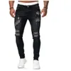 New Style Men's Pants with Holes, Ground White Slim Fit Denim Pants, Fashionable Leggings, Not Closed for Spring Festival