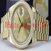 Luxury Men's Watches Prezydent 18 -Kt Złoty Daydate 40 mm szampan Diamond Bezel 228348 Mechanical Automatic Ruch Men172h