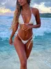 Women's Swimwear Rinabe Triangle Bikinis Bandage Swimwear Swimsuit Women Bathing Suits Sexy Biquini Brazilian Beachwear Micro Thongs Bikini Set T240222