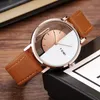 Unique Watch Creative Half Transparent Unisex Watch For Men Women Couple Geek Stylish Leather Wristwatch Fashion Quartz-watch336d