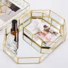 Necklaces Golden Mirror Tray Cosmetic Container Jewelry Organizer Case Bathroom Storage Lipstick Necklace Desktop Pantry Organizer Cake