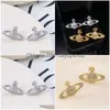 Designer högkvalitativ Hip Hop Empress Dowager Design French Instagram Style Womens FL Diamond Earrings Drop Delivery DHY73