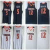 Męskie NCAA Virginia Cavaliers College Basketball Jerseys 5 Kyle Guy 12 De'Andre Hunter Ed koszulki niebieskie białe koszulka s-xxl