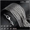 Chains 2Mm Flat Oblate Snake Chain 925 Sterling Sier Plated Fashion Men Jewelry Necklace For Women Ladies Girl Choker Collar 16-30 I Dhtpj