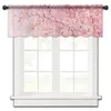 Rideau en Tulle rose avec fleurs de cerisier et papillon, pour fenêtre transparente courte, pour cuisine, chambre à coucher, décoration de maison, petits rideaux en Voile