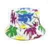 Berets 2024 Eimer Hut Männer Und Frauen Straße Persönlichkeit Blatt Druck Fischer Hüte Frühling Sommer Outdoor Freizeit Schatten Bob Kappe